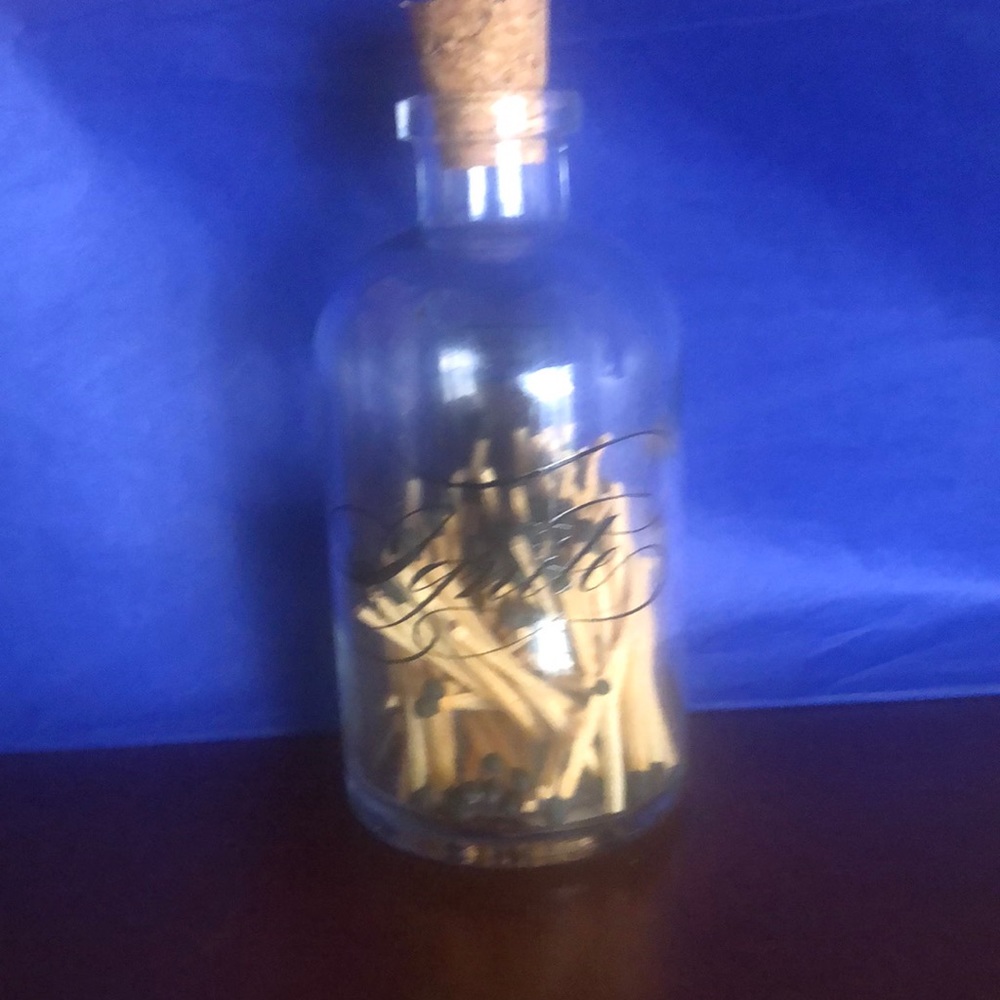 Apothecary Match - Calligraphy Black Ignite Match Bottle with striker on side